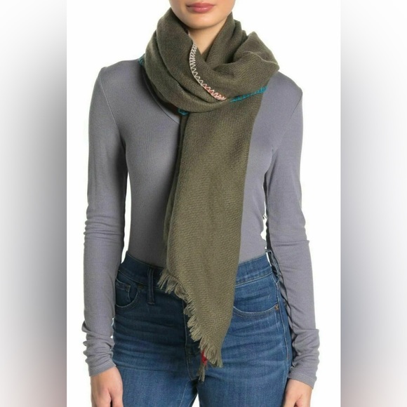 Free People Sage Green Common Thread Blanket Wrap Scarf - Picture 3 of 4